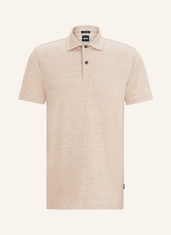BOSS Piqué polo shirt PRESS regular fit with linen BEIGE