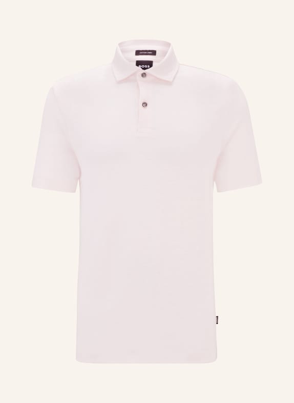 BOSS Piqué polo shirt PRESS regular fit with linen LIGHT PINK