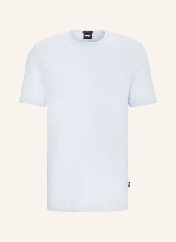 BOSS T-shirt TIBURT made of linen LIGHT BLUE
