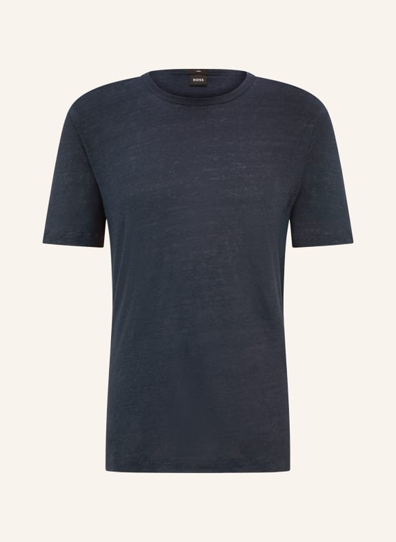 BOSS T-shirt TIBURT made of linen DARK BLUE