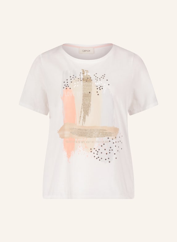 CARTOON T-shirt with sequins WHITE/ ECRU/ ORANGE