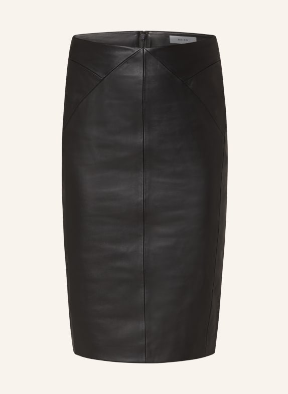 REISS Leather skirt RAYA BLACK