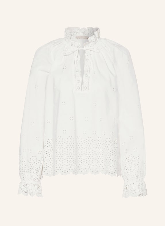 ULLA JOHNSON Shirt blouse ALORA with broderie anglaise and ruffles WHITE