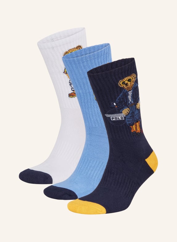 POLO RALPH LAUREN 3-pack socks with gift box 002 GB NAVY/BLUE/WHITE BEARS