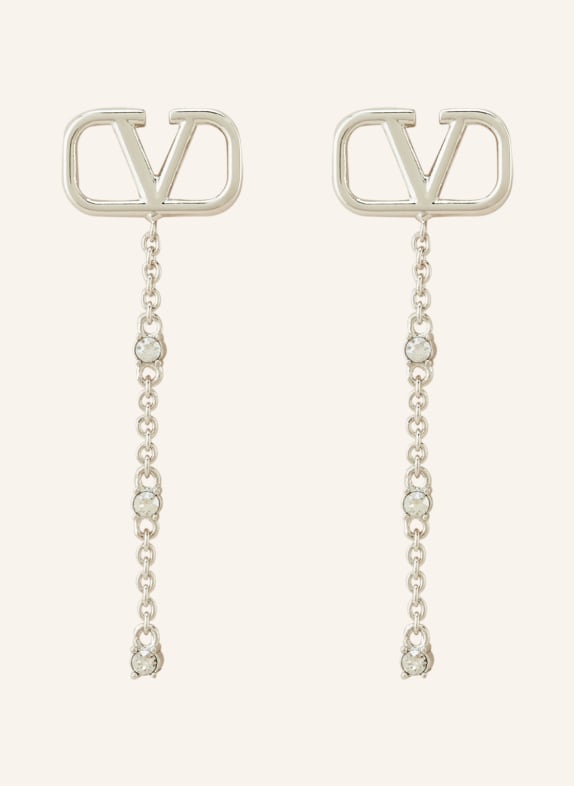 VALENTINO GARAVANI Earrings MINI VLOGO SIGNATURE SILVER/ WHITE