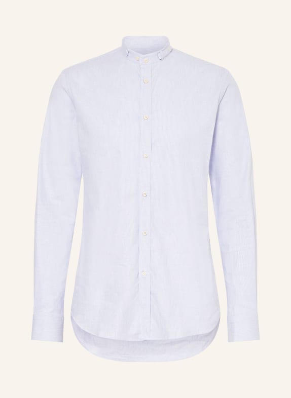 Gottseidank Trachten shirt LENZ slim fit with stand-up collar LIGHT BLUE/ WHITE