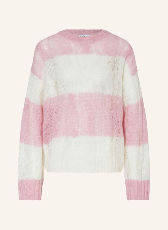 GANNI Sweater with mohair CREAM/ PINK