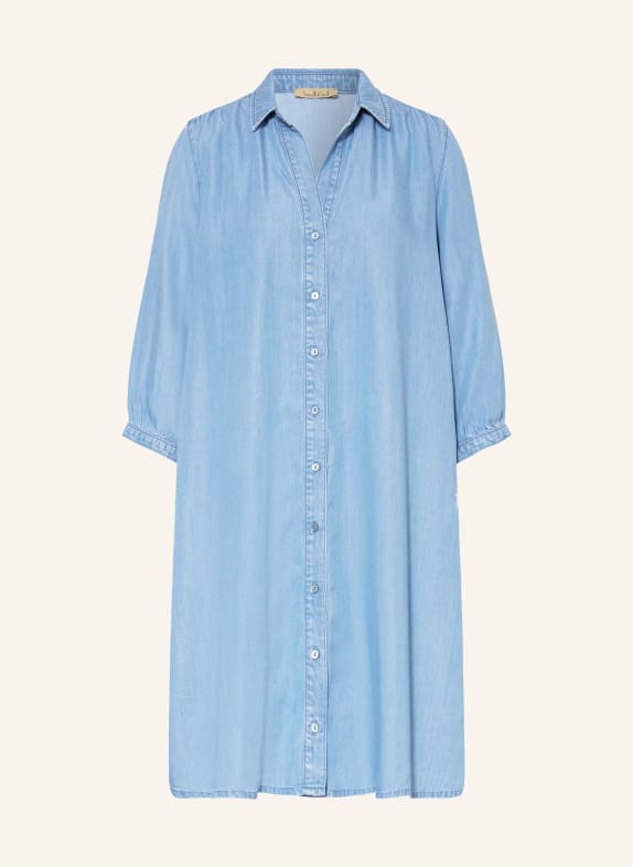 Smith & Soul Košilové šaty v džínovém vzhledu s 3/4 rukávem TMAVĚ MODRÁ