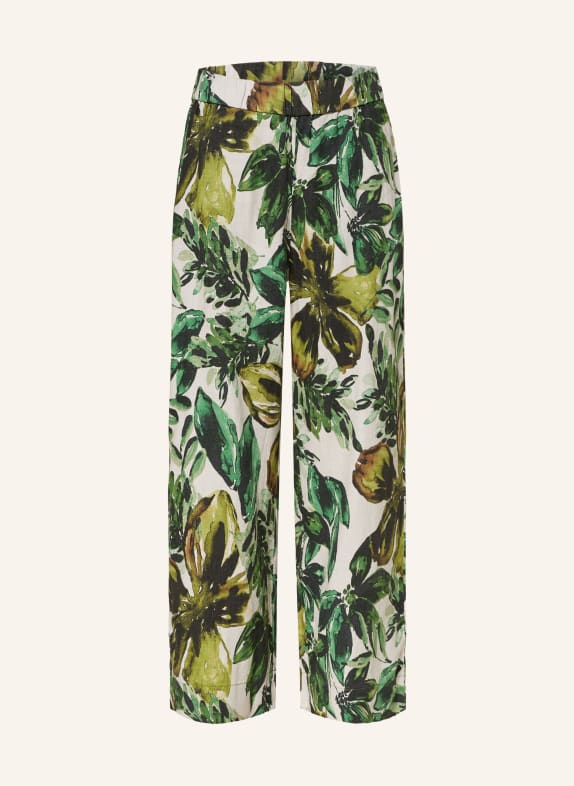 CARTOON 3/4 trousers in linen CREAM/ GREEN/ OLIVE