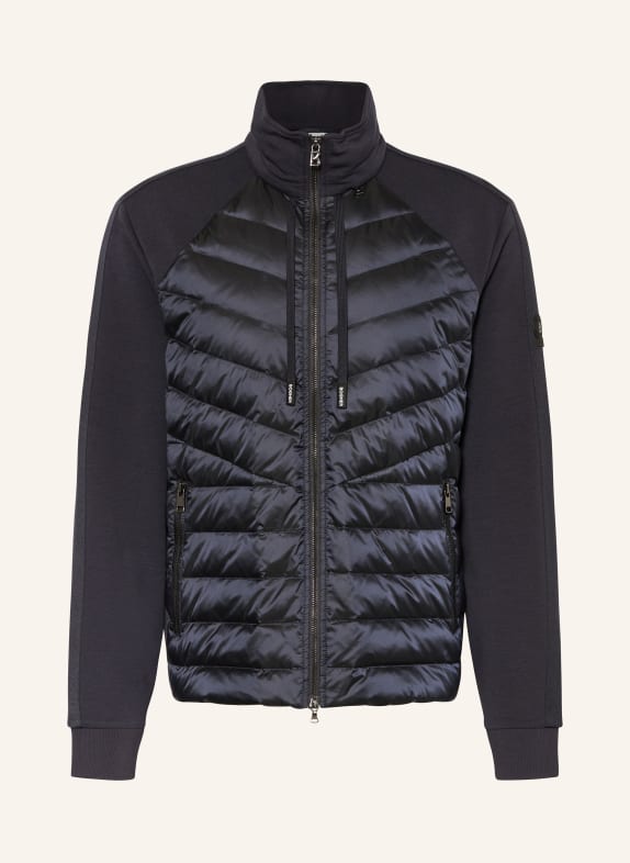 BOGNER Down jacket BAKER in mixed materials with tuxedo stripe DARK BLUE