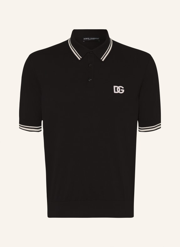 DOLCE & GABBANA Jersey polo shirt regular fit BLACK/ WHITE