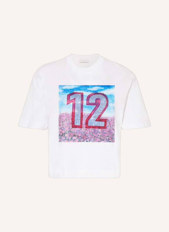 rich&royal T-shirt with decorative gems WHITE/ BLUE/ PINK