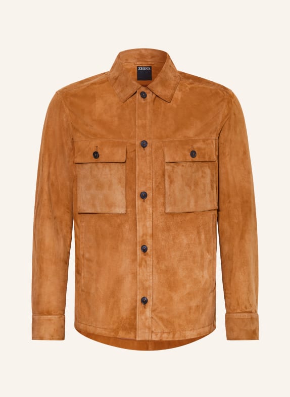 ZEGNA Leather overshirt COGNAC