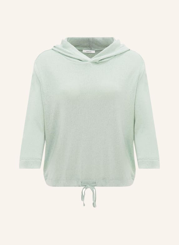 OPUS Knit hoodie SUKUFI with 3/4 sleeves LIGHT GREEN