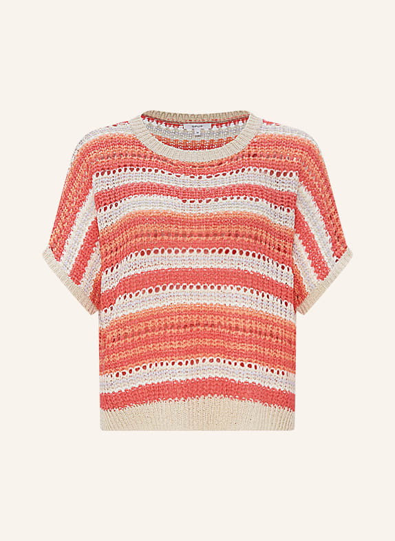 OPUS Knit shirt PUNISSA BEIGE/ RED/ LIGHT PURPLE
