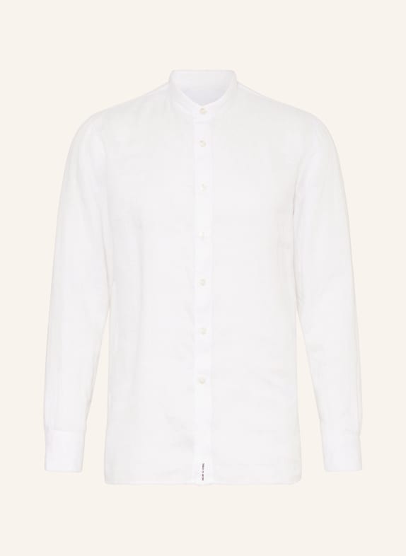 BALDESSARINI Linen shirt regular fit with stand-up collar WHITE