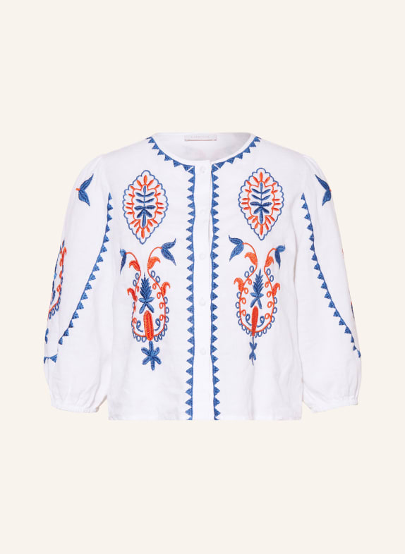rich&royal Blouse with 3/4 sleeves WHITE/ BLUE/ ORANGE