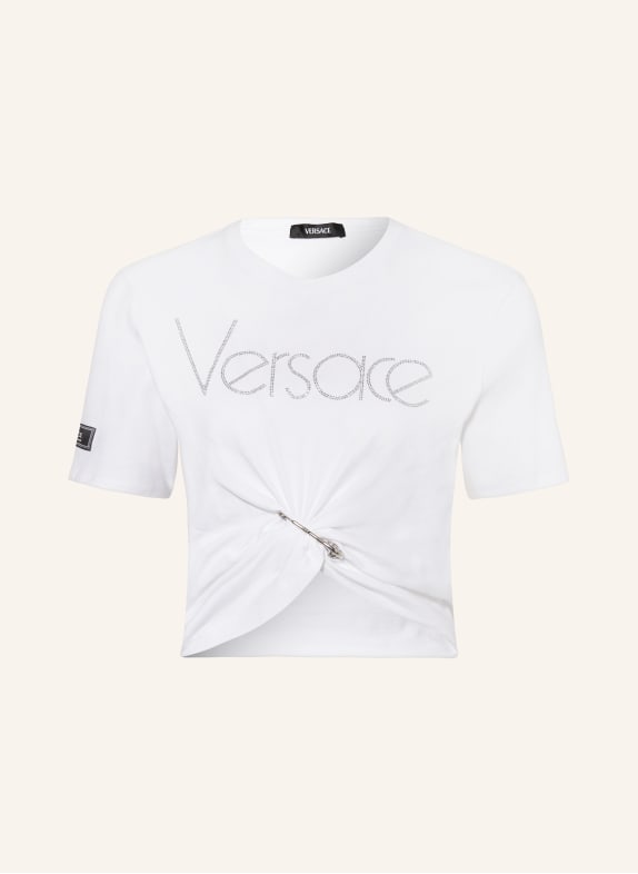 VERSACE T-shirt with decorative gems WHITE
