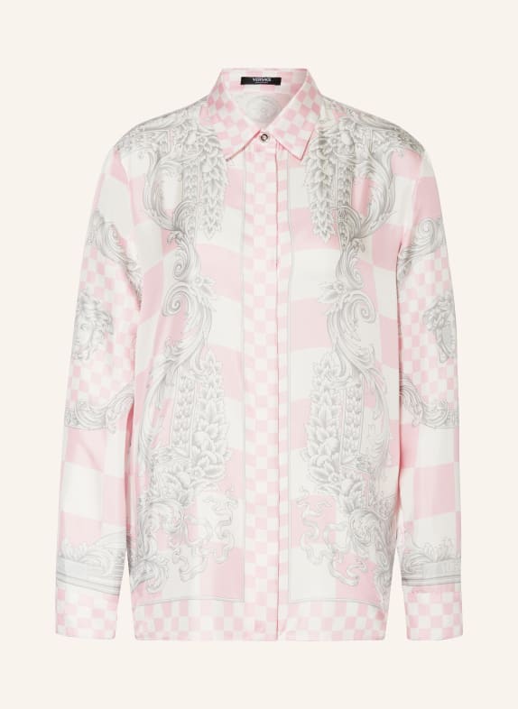 VERSACE Shirt blouse in silk WHITE/ PINK/ GRAY