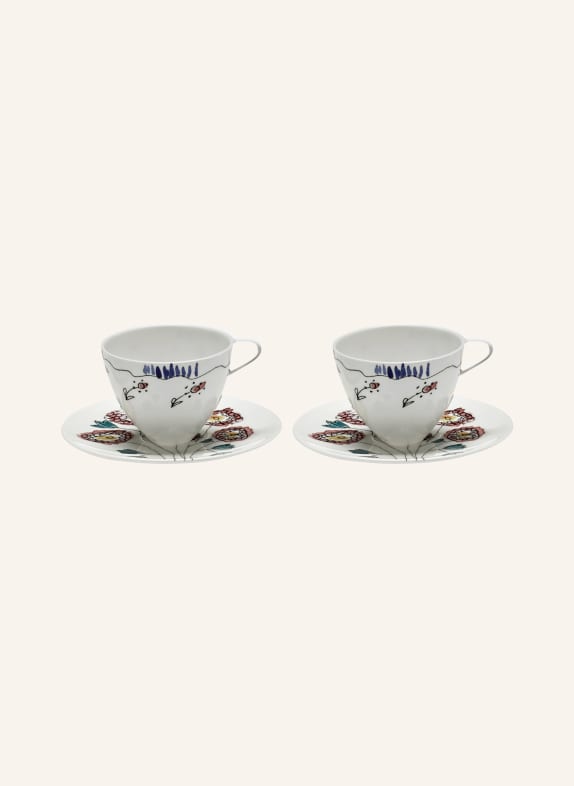 SERAX Set of 2 espresso cups MARNI ANEMONE MILK with saucers RED/ BLUE/ CREAM