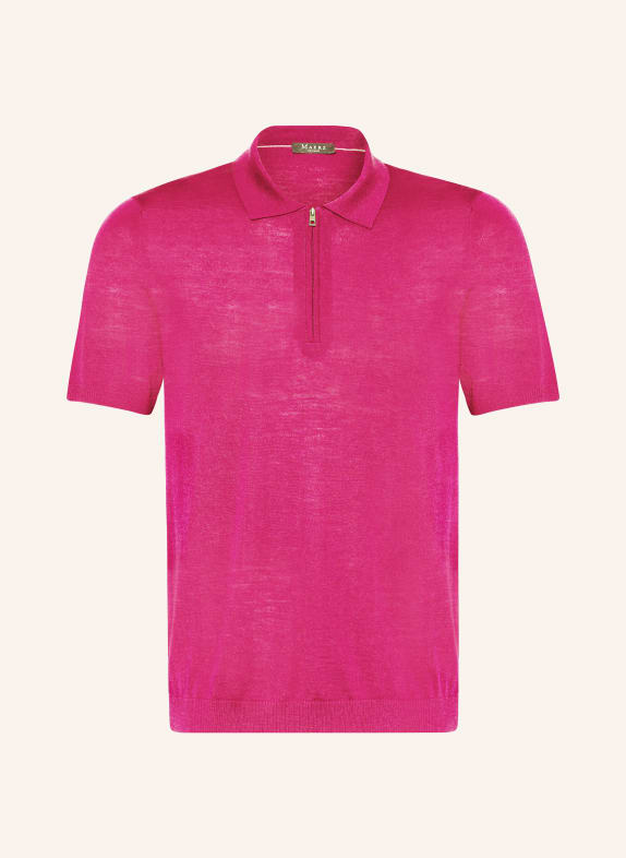 MAERZ MUENCHEN Knitted polo shirt made of merino wool PINK