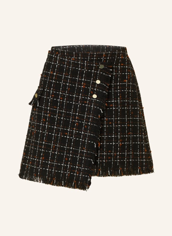 RIANI Tweed skirt in wrap look BLACK/ WHITE/ BROWN