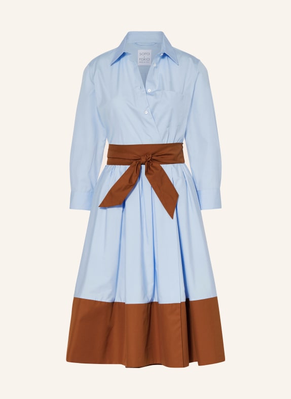 sara roka Shirt dress ELENAT LIGHT BLUE/ BROWN