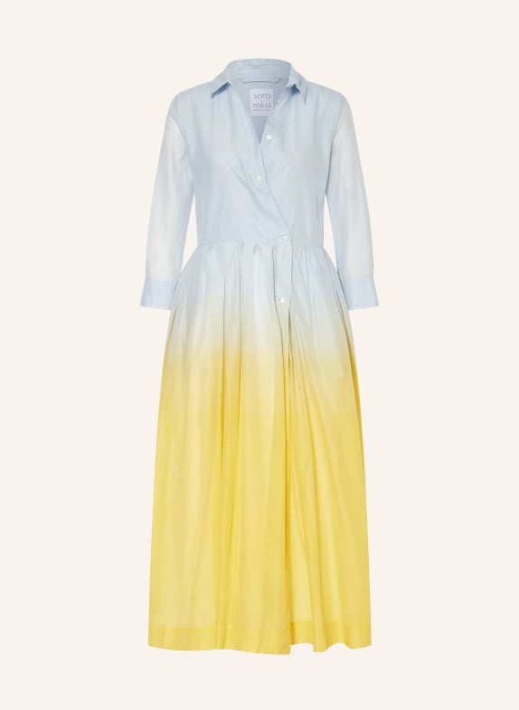 sara roka Shirt dress EDNA with silk LIGHT BLUE/ YELLOW