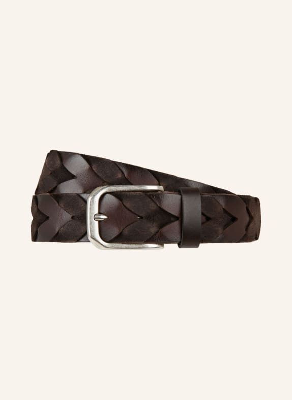 VENETA CINTURE Braided belt made of leather DARK BROWN