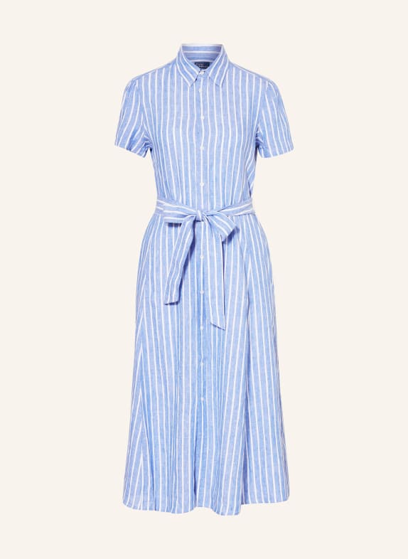 POLO RALPH LAUREN Shirt dress in linen BLUE/ WHITE