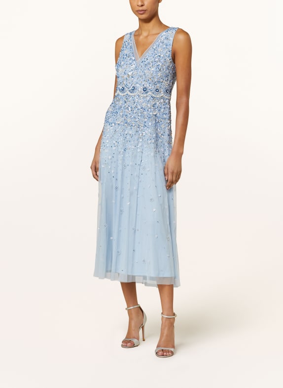 ADRIANNA PAPELL Cocktail dress with decorative gems and sequins LIGHT BLUE