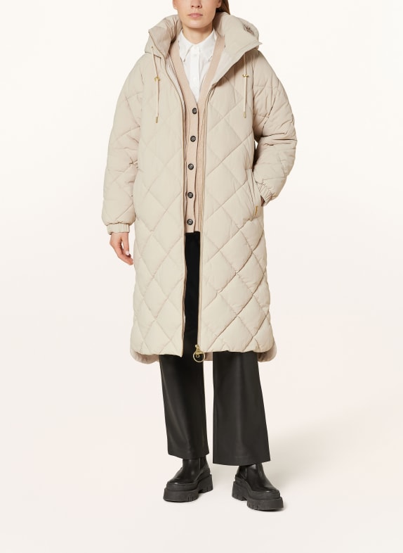 Barbour Quilted coat KIRKTON with faux fur BEIGE