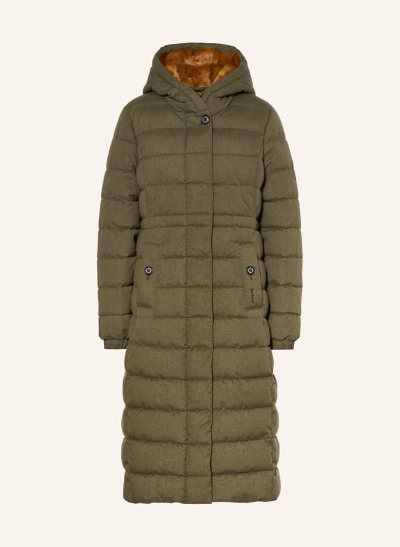 Barbour Quilted coat CLARENCE with faux fur OLIVE