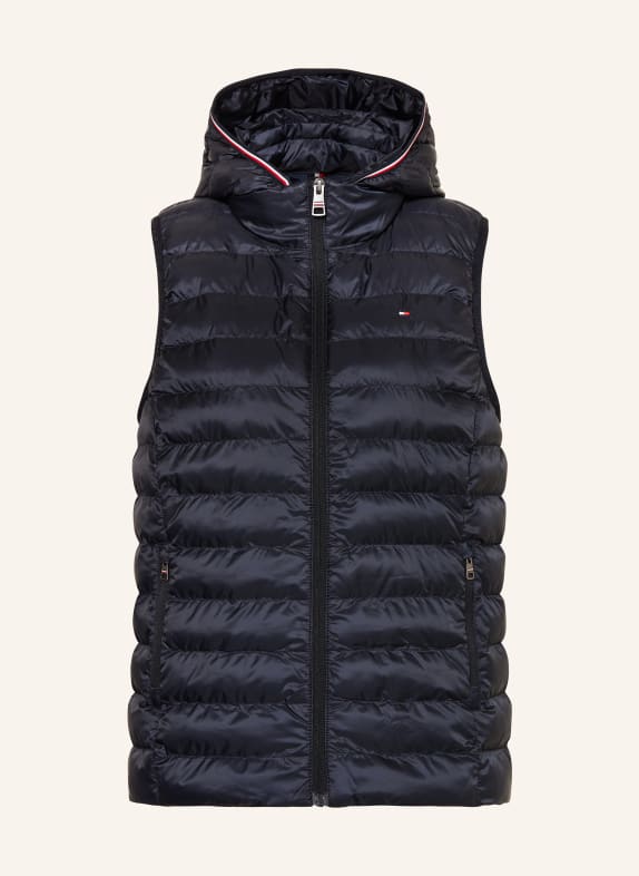 TOMMY HILFIGER Quilted vest with removable hood DARK BLUE