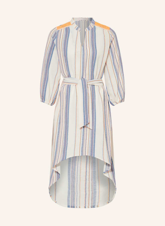 VALÉRIE KHALFON Dress MIRANDA with 3/4 sleeves BLUE/ ORANGE/ CREAM