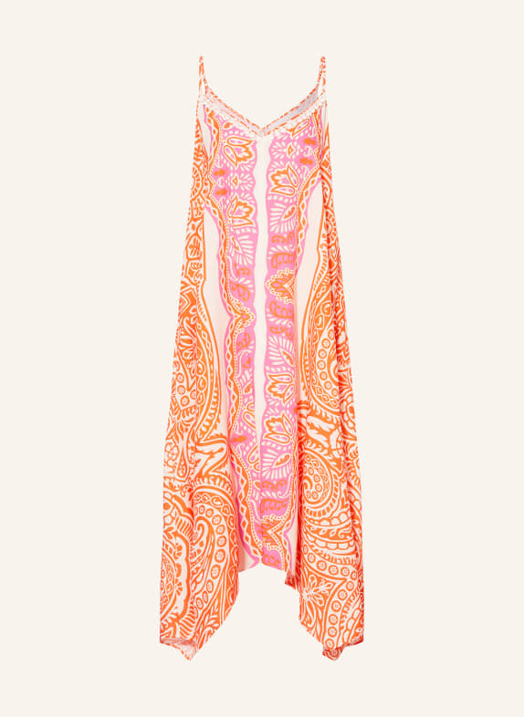 VALÉRIE KHALFON Dress AMAYA with lace ORANGE/ PINK/ CREAM