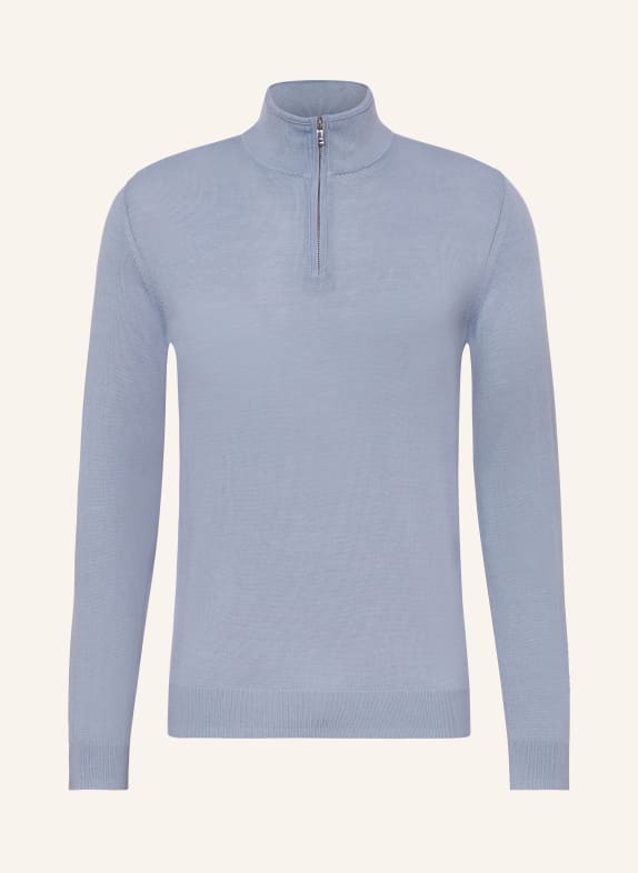 REISS Half-zip sweater BLACKHALL in merino wool BLUE GRAY