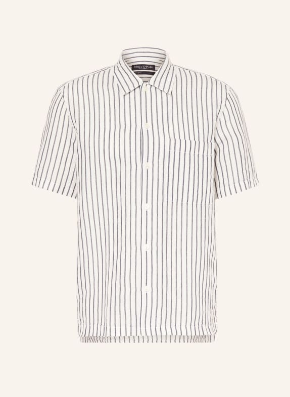 Marc O'Polo Short sleeve shirt regular fit with linen WHITE/ DARK BLUE