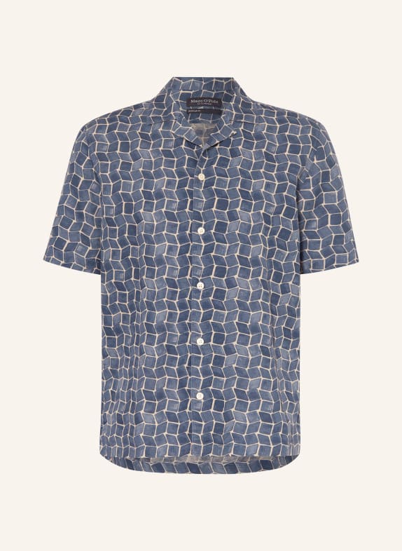 Marc O'Polo Resort shirt regular fit with linen DARK BLUE/ BEIGE