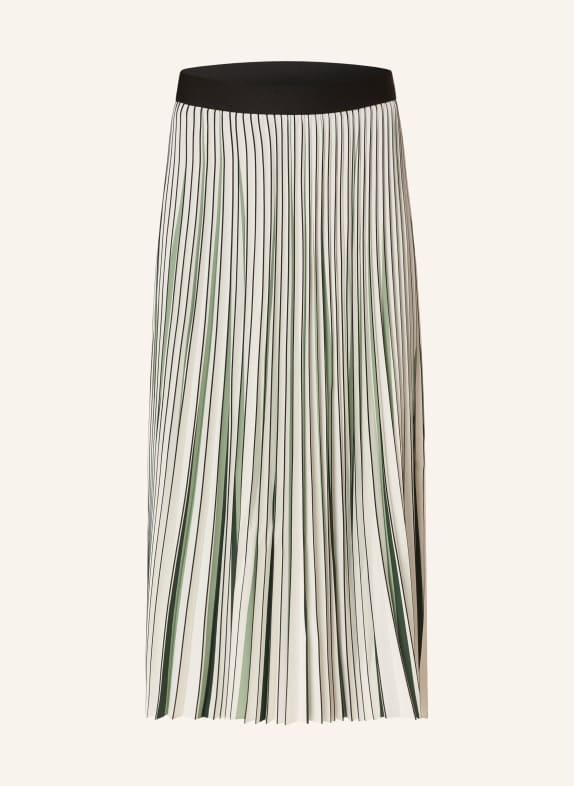 REISS Pleated skirt SAIGE in satin GREEN/ CREAM