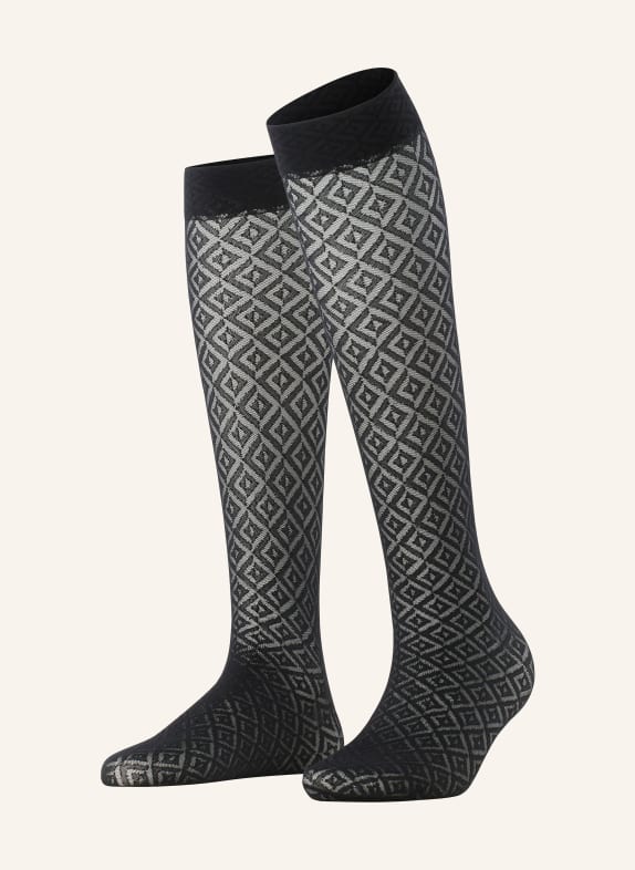 FALKE Fine knee-high stockings TESSELLATING 3009 BLACK