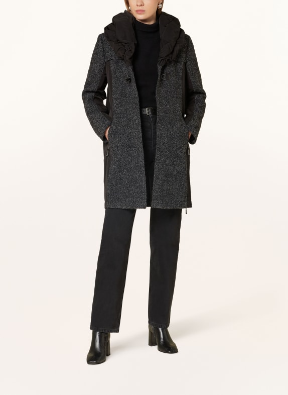 GIL BRET Coat in mixed materials BLACK/ DARK GRAY