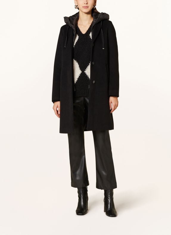 CINQUE Coat CIMIRACLE with removable trim BLACK