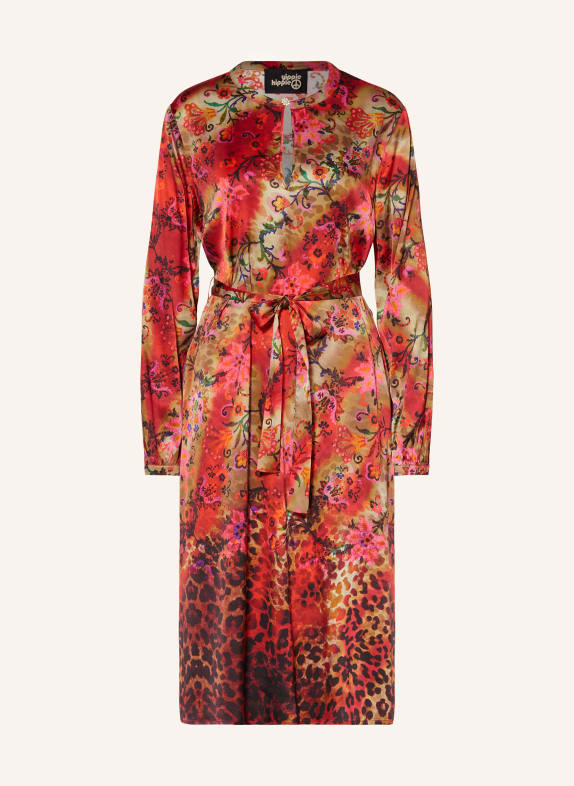 yippie hippie Satinkleid BEIGE/ ROT/ ORANGE
