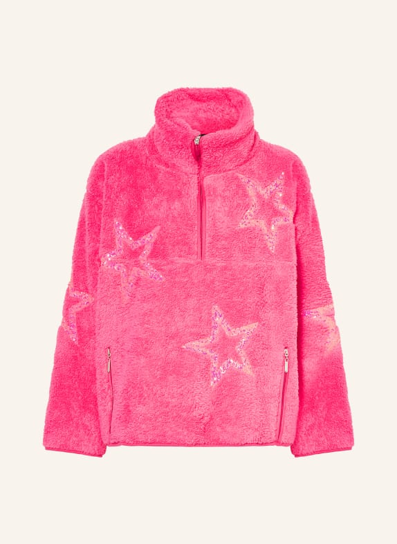 yippie hippie Anorak jacket in teddy fleece with sequins PINK