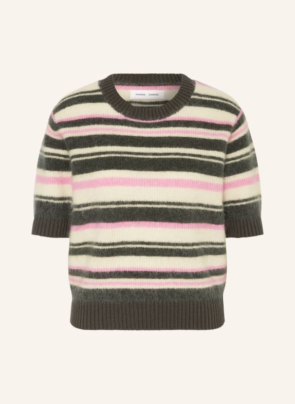 SAMSØE  SAMSØE Strickshirt JEANNE mit Mohair DUNKELGRÜN/ ECRU/ ROSA