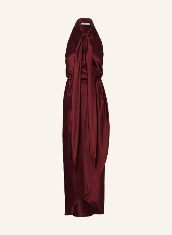 REISS Šaty s vázačkou TAYLA ze saténu 64 BURGUNDY