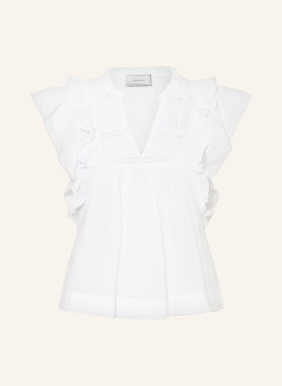 NEO NOIR Blouse top JAYLA with lace and ruffles WHITE
