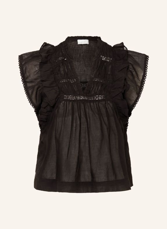 NEO NOIR Blouse top JAYLA with lace and ruffles BLACK