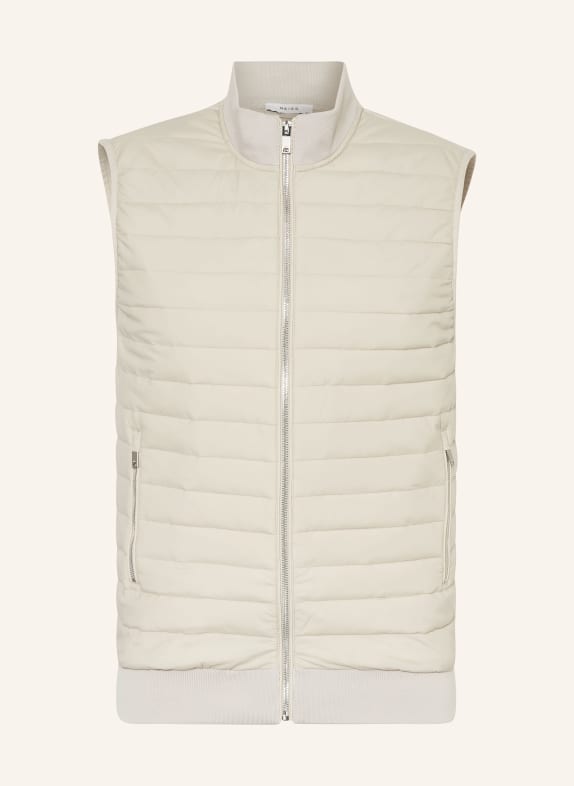 REISS Quilted vest PLUTO in mixed materials BEIGE